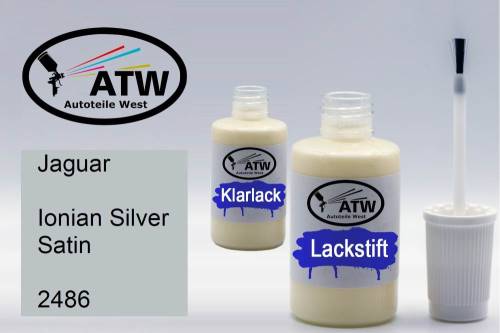 Jaguar, Ionian Silver Satin, 2486: 20ml Lackstift + 20ml Klarlack - Set, von ATW Autoteile West.